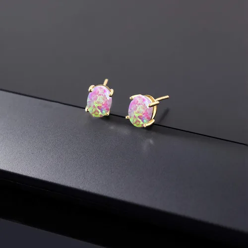 Miniatura 160 de Gem Stone King Aretes de oro de 14 quilates con piedra natal ovalada de 0.315 x 0.236 in Aretes de oro para mujer