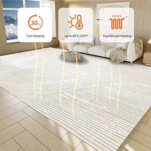 Miniatura 2 de Alfombra de Calefacción Eléctrica de Grafeno Alfombra de Área de Felpa Suave Calentada Tapete Calentador de Piso con Temporizador Calentamiento