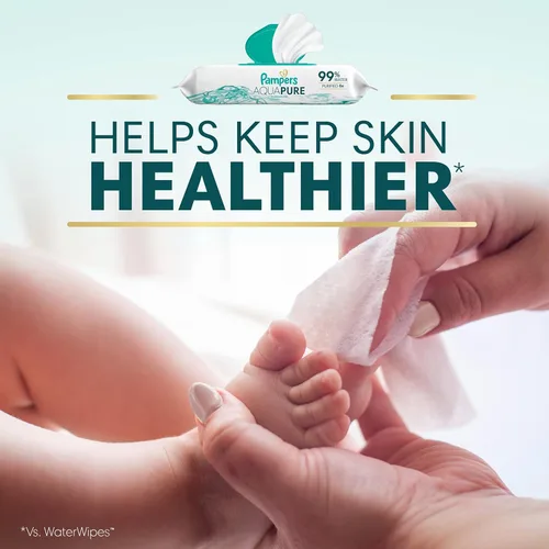Miniatura 5 de Pampers Aqua Pure Toallitas para bebé, 99% agua, sin fragancia, 896 toallitas para bebé en total (16 paquetes con tapa abatible)