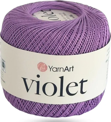 Miniatura 18 de Yarn Art - 1 madeja YarnArt Violet, 100 hilos de hilo de algodón mercerizado, hilo de ganchillo para tejer a mano, bordado y manualidades