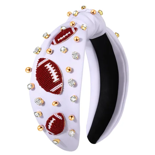 Miniatura 9 de Diadema de fútbol para mujer, accesorios de fútbol con cuentas de diamantes de imitación, diadema anudada con cristales adornados para el día