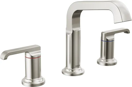 Delta Faucet Tetra - Grifo de baño de níquel cepillado de 3 agujeros, grifo de baño de níquel cepillado, grifo de lavabo de baño, tecnología de