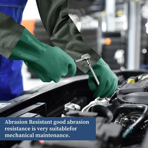 Miniatura 6 de Guantes largos de goma resistentes a los productos químicos, impermeables y resistentes para trabajos con ácido químico