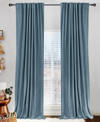 Miniatura 33 de 100% Blackout Shield - 2 cortinas opacas de lino, con presillas traseras/bolsillo para cortinero y aislamiento térmico, para el hogar, 50 pulgadas