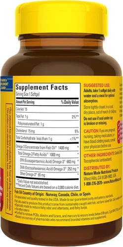 Miniatura 8 de Nature Made Suplementos de Aceite de Pescado Omega 3 de Fuerza Extra, 1400mg, Suplementos de Aceite de Pescado Omega 3 como Ésteres Etílicos