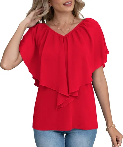 Miniatura 4 de Jouica Blusa de gasa de verano con hombros descubiertos para mujer