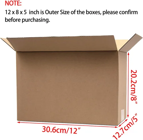 Miniatura 2 de Cajas de envío de 12 x 8 x 5 pulgadas, cajas de cartón corrugado marrón para pequeñas empresas, paquete de 25