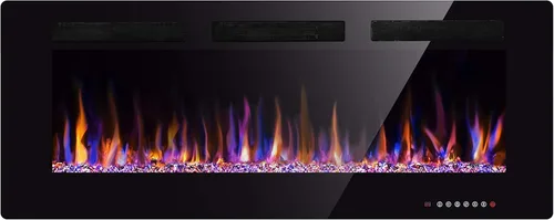 Xbeauty Chimenea eléctrica de 36 pulgadas empotrada en la pared y montada en la pared, calentador de chimenea de 1500 W y chimenea lineal con