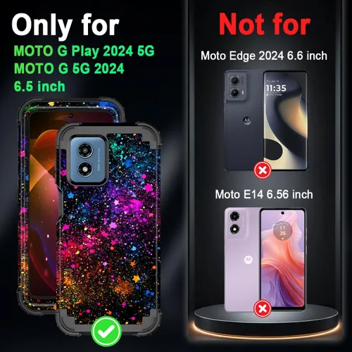 Miniatura 2 de Miqala Funda para Moto G Play 5G 2024, que brilla en la oscuridad, tres capas, resistente, a prueba de golpes, protección de cuerpo completo