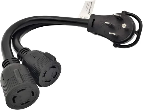 Parkworld Cable divisor 61490 V 14-50P a (2) L14-30R, RV 50 AMP 4 clavijas 14-50 enchufe macho a NEMA (2) receptáculo de bloqueo giratorio hembra
