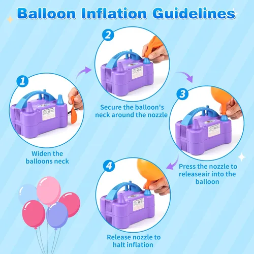 Miniatura 3 de Bomba de aire eléctrica portátil de doble boquilla para globos, bomba de soplador de globos, inflador para decoración, fiesta de cumpleaños