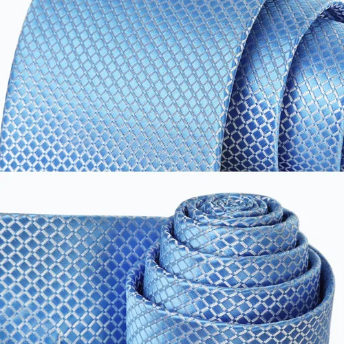 Miniatura 185 de HISDERN Conjunto de corbata a cuadros a cuadros pañuelo tejido clásico formal para hombre corbata y bolsillo cuadrado