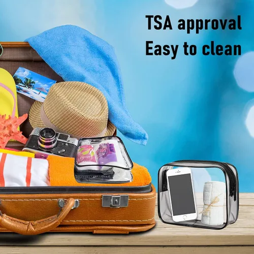 Miniatura 5 de Paquete de 4 bolsas de cosméticos transparentes para viajes, bolsa de maquillaje aprobada por la TSA, compatible con aerolíneas de aeropuerto