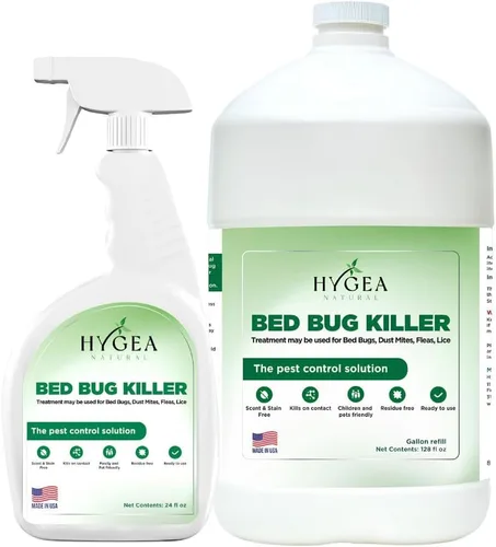 Miniatura 11 de Hygea Natural Dúo de Eliminación de Chinches y Piojos Extra Fuerte - Spray Extra Fuerte de 24 oz para Piojos, Chinches y Ácaros y Repuesto de Spray