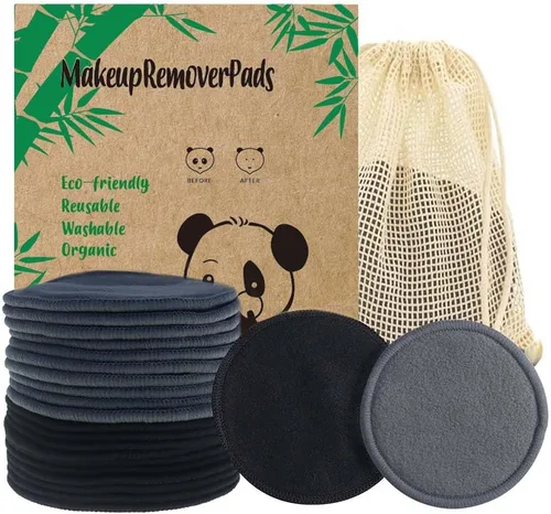 Miniatura 10 de Paquete de 28 almohadillas reutilizables para eliminar el maquillaje con bolsa de lavandería, lavables, suaves y cómodas, lavables de algodón