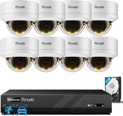 Miniatura 10 de Sistema de seguridad de 4 cámaras, 8 canales, 4 cámaras PoE IP con cable de 5 megapíxeles para exteriores, detección de vehículos humanos AI, audio