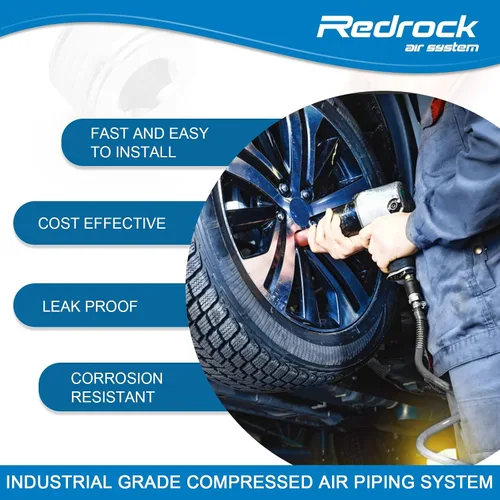 Miniatura 6 de Sistema de aire rápido de 3/4 x 100 pies, 3 vías de salida de HDPE, sistema de tuberías comprimidas de aire comprimido de aluminio con bloques