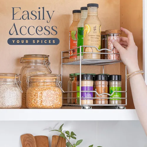 Miniatura 7 de Organizador extraíble para gabinete para especias, latas - Resistente con garantía limitada de por vida - Organizador de especias extraíble