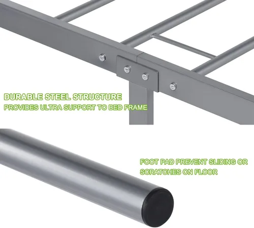 Miniatura 8 de Cabecero de cama de metal resistente para cama individual, estructura de acero, revestimiento de plata, estilo retro, sin necesidad de almacenamiento