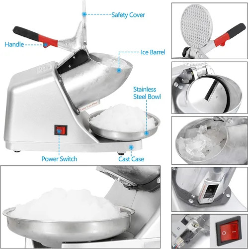 Miniatura 3 de SUPER DEAL Máquina de afeitar de hielo eléctrica de 300 W mejorada Máquina de afeitar de hielo Trituradora de hielo Máquina de cono de nieve 200