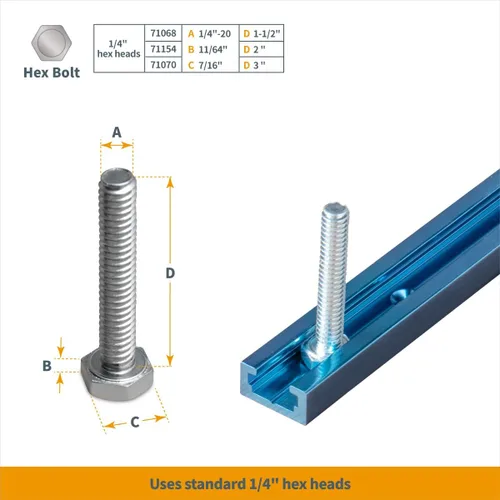 Miniatura 5 de POWERTEC 71713 Pista en T universal de 48 pulgadas x2 con kit de intersección, pista en T de perfil de doble corte con agujeros de montaje