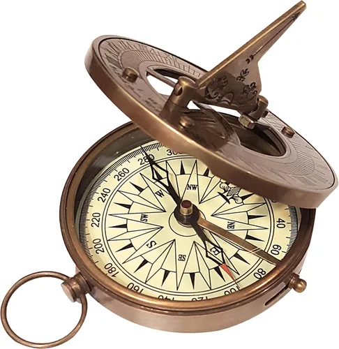 Brújula de navegación vintage herramienta funcional decoración del hogar y mesa reloj de sol náutico brújula redondo acabado de latón