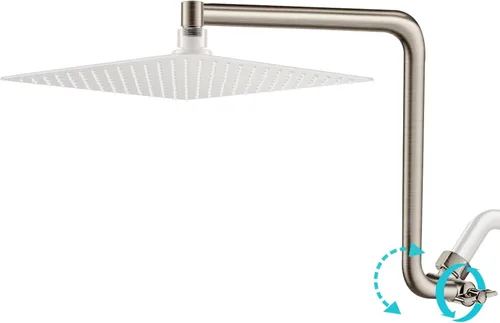 Miniatura 8 de Brazo de extensión de cabezal de ducha tipo lluvia, brazo de extensión de ducha de metal de 12 pulgadas, extensor de cabezal de ducha curvado Cromo