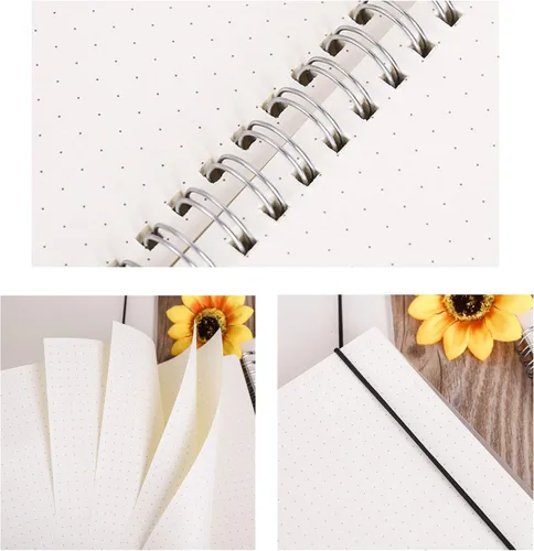 Miniatura 2 de Yansanido - Cuaderno de notas en espiral (A5), 160 páginas (80 hojas), 100 gr/m² / 3.53 oz/m² de papel de puntos, con tapa dura de plástico