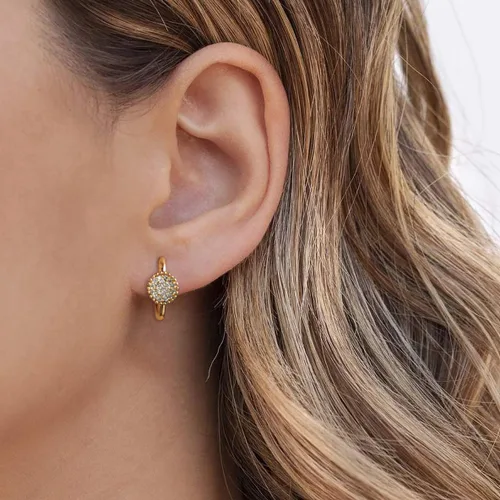 Miniatura 3 de VACRONA - Aretes tipo arracada de aro para mujer, chapados en oro de 14 quilates, diseño de Huggie