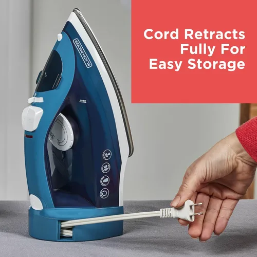 Miniatura 3 de BLACK+DECKER Plancha de vapor para ropa con cable retráctil, vaporización vertical, diseño antigoteo, rociador de niebla y botón de autolimpieza