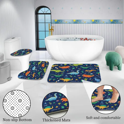 Miniatura 4 de Poedist Juego de 4 cortinas de ducha de baño, juegos de cortinas de baño para niños con alfombras