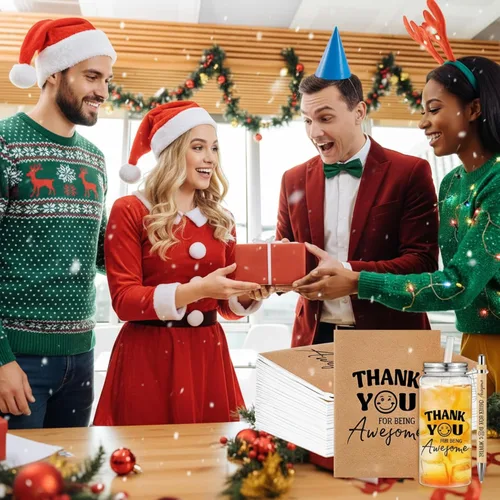 Miniatura 5 de Skylety 72 Piezas Regalos de Agradecimiento para Empleados a Granel 13.5oz Vasos Transparentes con Tapas Pajillas Cuadernos en Espiral Notas