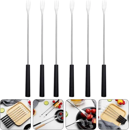 Miniatura 6 de 6 tenedores para fondue de acero inoxidable con asas de polipropileno para queso, chocolate y frutas, tenedores de cocina para cocinar y entretener