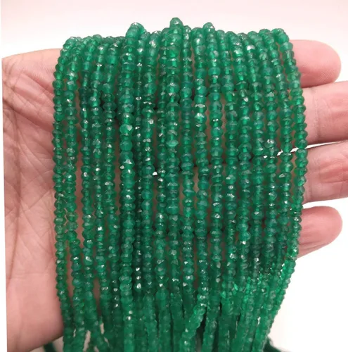 Miniatura 4 de Cuentas sueltas de ónix verde natural de 0.079 pulgadas (0.079 in) de piedra semipreciosa para hacer joyas, pulseras, collares, aretes, cuentas