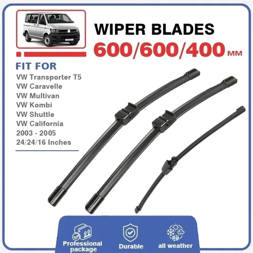 Miniatura 2 de Escobillas de limpiaparabrisas compatibles con VW T5 Transporter Caravelle Multivan California Kombi Shuttle - Escobillas para parabrisas delantero