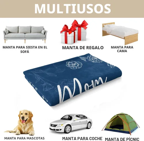 Miniatura 7 de GiltGlimmer Regalos para mamá, manta de regalo de cumpleaños para mamá, regalo para madres para mujeres de hija e hijo, regalo de We Love You