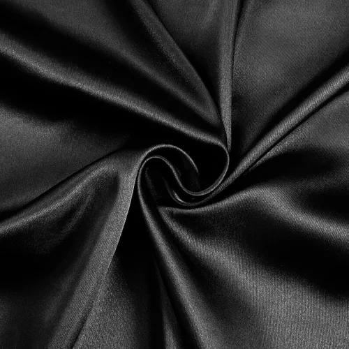 Horbaunal Tela de Satén Negro de 60 Pulgadas de Ancho por Yarda, Tela de Satén Charmeuse Suave para Vestido de Novia, Manualidades DIY, Disfraces, 1