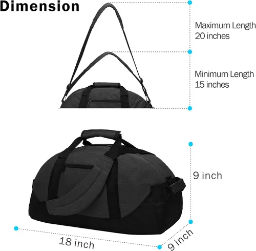 Miniatura 2 de BuyAgain Bolsa de lona de 18 pulgadas, bolsa deportiva de viaje para gimnasio con asa superior para hombres o mujeres