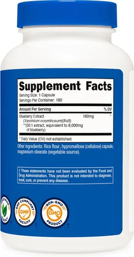 Miniatura 5 de Nutricost Extracto de arándanos 180 cápsulas para 180 porciones por botella, vegetariano, sin gluten y sin OMG