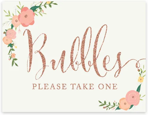 Miniatura 64 de Andaz Press Letreros de fiesta de boda, purpurina de oro rosa sintético con flores, 8.5 x 11 pulgadas, resalta tu versículo bíblico favorito