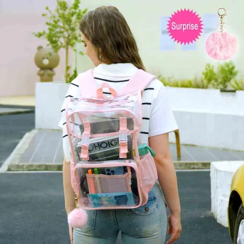Miniatura 48 de Mochila transparente, aprobada por el estadio, para niñas y niños, mochila transparente de PVC resistente para mujeres y hombres