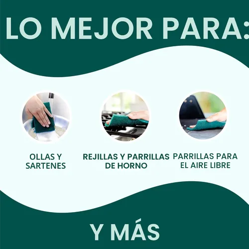 Miniatura 4 de Scotch-Brite Almohadilla de fregado de servicio pesado, escoba de platos para cocina + exterior, 8 almohadillas de fregado para ollas y sartenes sin
