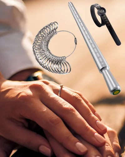 Miniatura 6 de Meowoo Juego de herramientas de medición de anillo, medidor de anillos con lupa, herramientas de medición de mandril de anillo sólido cónico