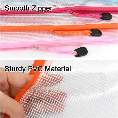 Miniatura 3 de Umriox Bolsa transparente para lápices, 9.2 x 4.7 pulgadas (10 colores, 20 paquetes), bolsas para lápices A6 con cremallera a granel, bolsa de malla