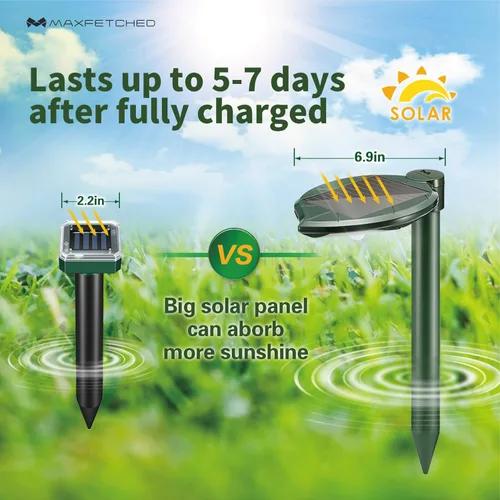 Miniatura 3 de Repelente solar de serpientes ultrasónico para exteriores con luz LED, repelente sónico de topos alimentado por energía solar, topos de serpiente