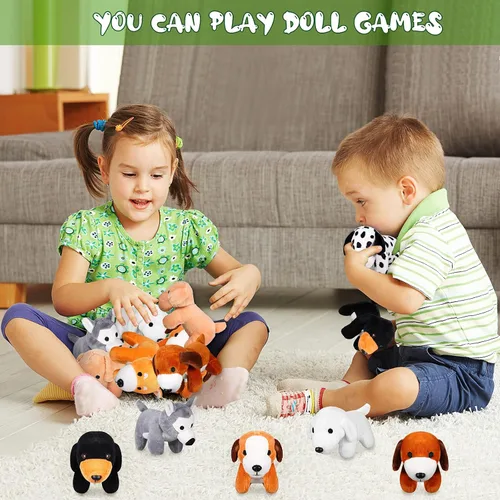 Miniatura 7 de Sumind 8 piezas de perros de Navidad de peluche, surtido a granel de lindos perritos de peluche de 5 pulgadas, pequeño animal para Navidad