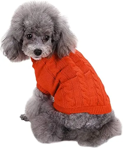 Miniatura 33 de Suéteres tejidos para perros pequeños, sudadera cálida para mascotas y gatos, ropa de invierno, suéter para gatitos y cachorros (Grande, azul claro)
