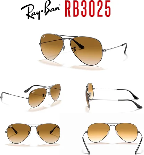 Miniatura 19 de Ray-Ban RB3025 - Lentes de sol de aviador de metal para hombre y mujer + paquete con kit de cuidado de gafas iWear de diseñador