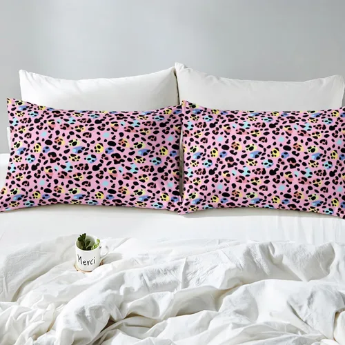 Miniatura 7 de Erosebridal Juego de sábanas para niñas, color rosa, con estampado de animales, tamaño individual, para niños, adolescentes, coloridas sábanas
