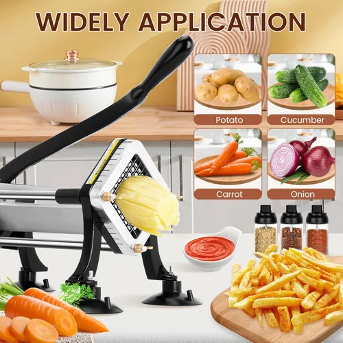 Miniatura 9 de BIEAMA Cortador comercial de papas fritas con cuchillas de acero inoxidable de 1/4 ", 3/8", 1/2 ", cortador de papas fritas para papas y zanahorias